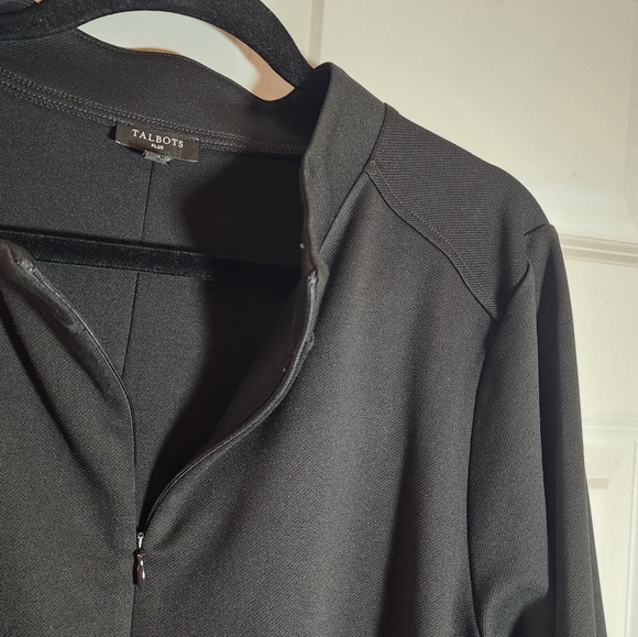 Talbots Plus Passport Ponte Zip Mock Neck Pullover Black Quarter Zip 2X - Picture 2 of 7